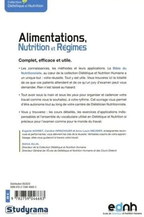 Alimentation, nutrition et régimes . Connaissances, outils, applications, 4e édition, Eugénie Auvinet