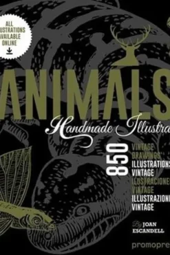 Animals. Handmade illustration. 850 illustrations vintage, Edition en langues multiples, Joan Escandell