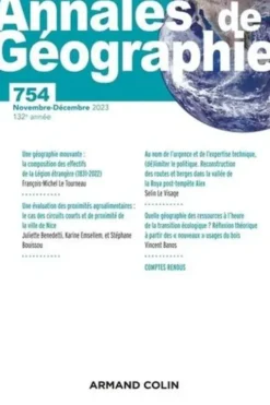 Annales de Géographie N° 753, 5/2023, Armand Colin
