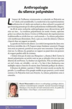 Anthropologie du silence polynésien. "Gémir n'est pas de mise aux Marquises", Daniel Monconduit