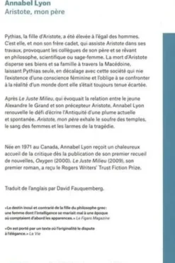 Aristote, mon père, Annabel Lyon