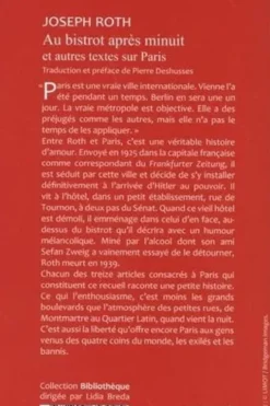 Au bistrot après minuit et autres textes sur Paris, Joseph Roth