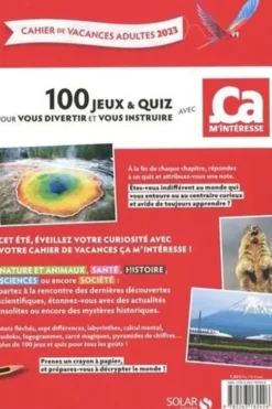 Cahier de vacances adultes Ca m'intéresse. 100 jeux & quiz pour combler votre curiosité, Edition 2023, Valérie Cluzel
