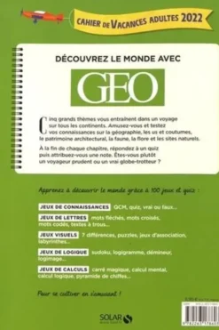 Cahier de vacances adultes GEO. Edition 2022, Valérie Cluzel