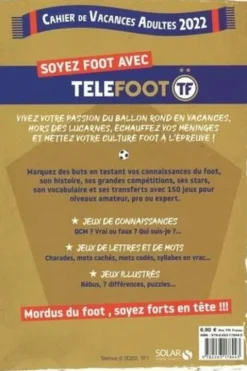 Cahier de vacances adultes Téléfoot. 150 quiz et jeux pour forts en tête. Pages spéciales coupe du monde, Edition 2022, Mativox