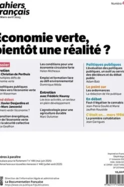 Cahiers français N° 444, mars-avril 2025 : Economie verte, bientôt une réalité ?, Anne Duclos-Grisier