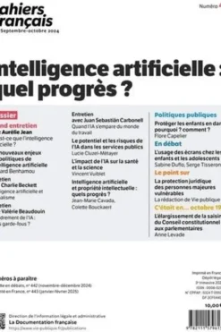 Cahiers français N° 441, septembre-octobre 2024 : Intelligence artificielle : quel progrès ?, Anne Duclos-Grisier