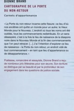 Cartographie de la porte du non-retour. Carnets d'appartenance, Dionne Brand