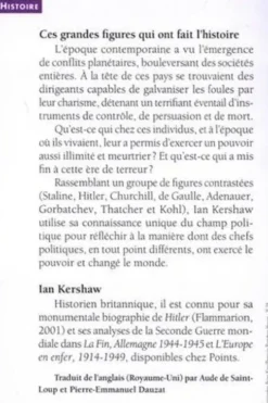 Ces grandes figures qui ont fait l'histoire. Charisme et politique au XXe siècle, Ian Kershaw