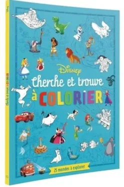 Cherche et trouve à colorier. 25 mondes à explorer, Disney