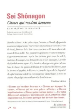 Choses qui rendent heureux et autres notes de chevet, Shônagon Sei