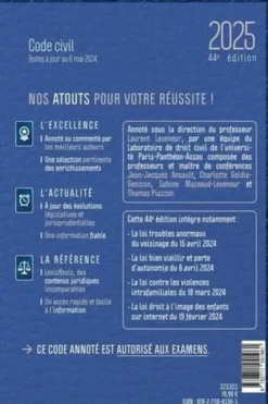 Code civil. Jaquette blue Leather, Edition 2025, Laurent Leveneur
