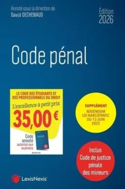 Code pénal. Edition 2026, David Dechenaud