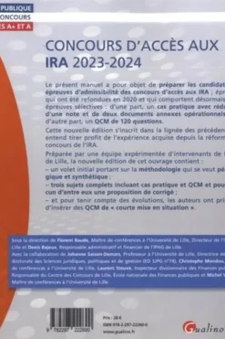 Concours d'accès aux IRA Catégories A+ et A. Edition 2023-2024, Florent Baude
