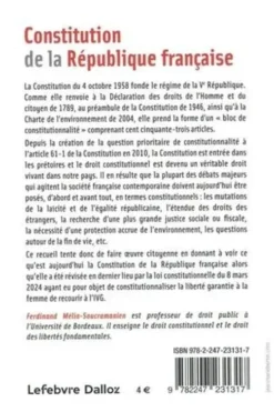 Constitution de la République française. Edition 2025, Ferdinand Mélin-Soucramanien