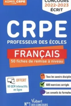 CRPE Professeur des écoles Français. 50 fiches de remise à niveau, Edition 2022-2023, Matthieu Verrier