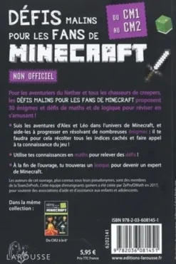 Défis malins pour les fans de Minecraft. Du CM1 au CM2, François Lecellier