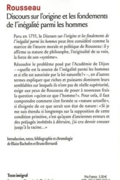 Discours sur l'origine et les fondements de l'inégalité parmi les hommes, Jean-Jacques Rousseau