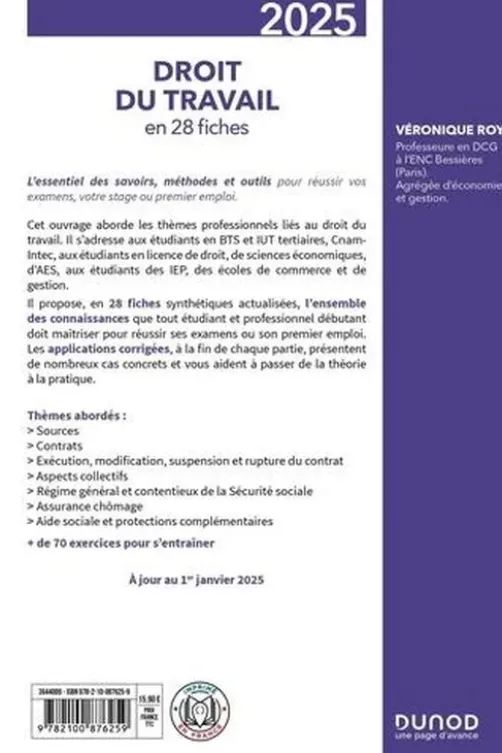 Droit du travail en 28 fiches. Edition 2025, Véronique Roy