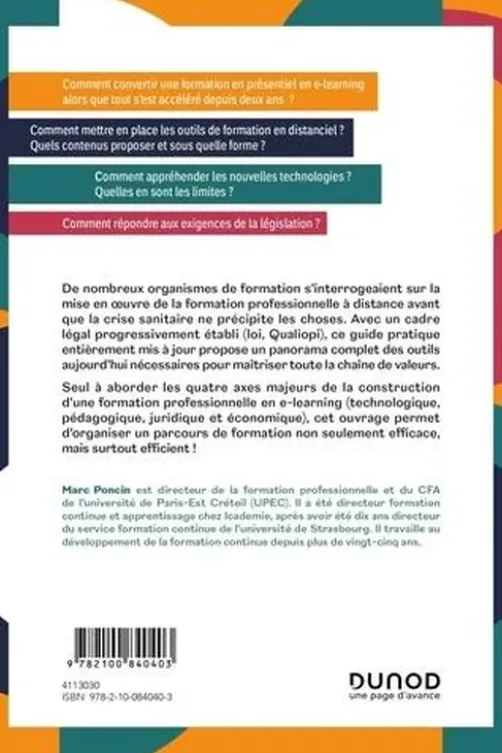 Du présentiel au e-learning efficient. Comment développer une formation professionnelle à distance, 2e édition, Marc Poncin