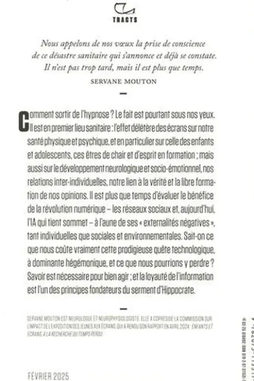 Ecrans, un désastre sanitaire. Il est encore temps d'agir, Servane Mouton