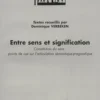 Entre sens et signification. Constitution du sens : points de vue sur l'articulation sémantique-pragmatique, Dominique Verbeken