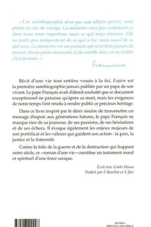 Espère. L'autobiographie, Pape François