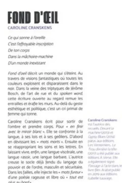 Fond d'oeil, Caroline Cranskens