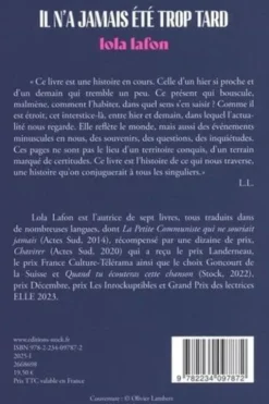Il n'a jamais été trop tard, Lola Lafon