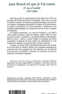 Jean Rouch tel que je l'ai connu. 67 ans d'amitié (1937-2004), Jean Sauvy