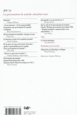 Journal Français de Psychiatrie N° 54 : La présentation de malade, deuxième tour, Jean-Paul Beaumont