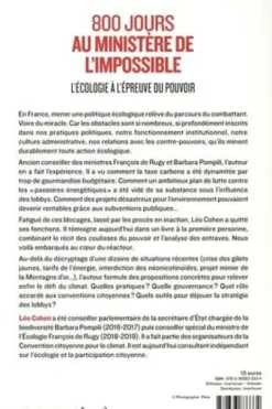 800 jours au ministère de l'impossible. L'écologie à l'épreuve du pouvoir, Léo Cohen