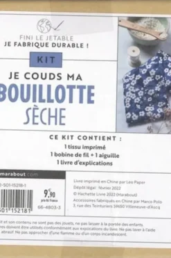 Kit Fini le jetable, je fabrique durable ! Je couds ma bouillote sèche. Le livre d'explications avec du tissu imprimé, 1 bobine de fil + 1 aiguille, Juliette Michelet