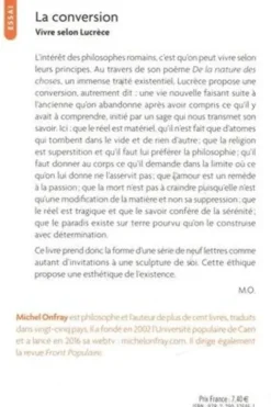 La conversion. Vivre selon Lucrèce, Michel Onfray