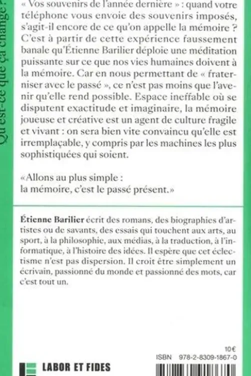 La mémoire, Etienne Barilier