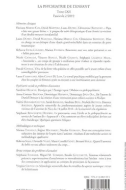 La psychiatrie de l'enfant Volume 62 N° 2/2019, Pierre Sullivan