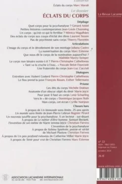 La Revue Lacanienne N° 22, 2021 : Eclats du corps, Marc Morali