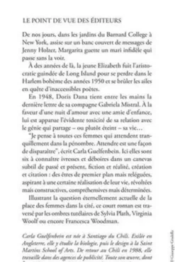 La Saison des femmes, Carla Guelfenbein