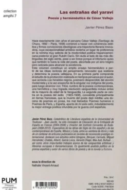 Las entrañas del yaravi. Poesia y herméneutica de César Vallejo, Edition en espagnol, Javier Pérez Bazo
