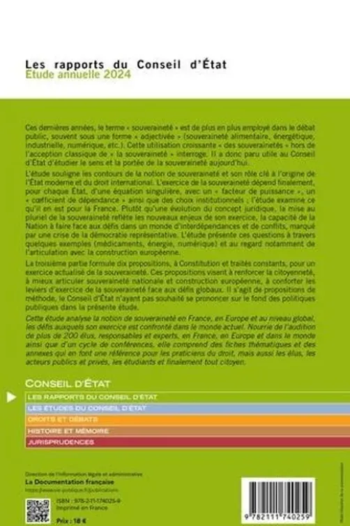 La souveraineté. Etude annuelle 2024, Conseil d'Etat