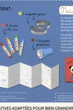 Les activités de mes 3 ans. Contient 1 livre, 4 craies à la cire, 1 emporte-pièce 3, 1 tampon préencré, 1 grande frise à colorier, Sébastien Pelon