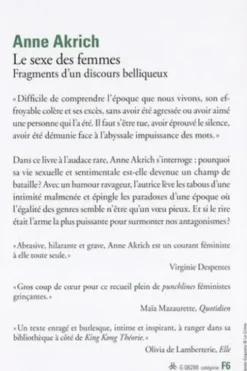 Le sexe des femmes. Fragments d'un discours belliqueux, Anne Akrich