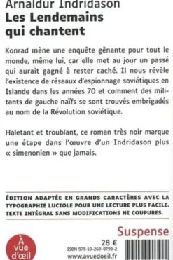 Les lendemains qui chantent [EDITION EN GROS CARACTERES, Arnaldur Indridason