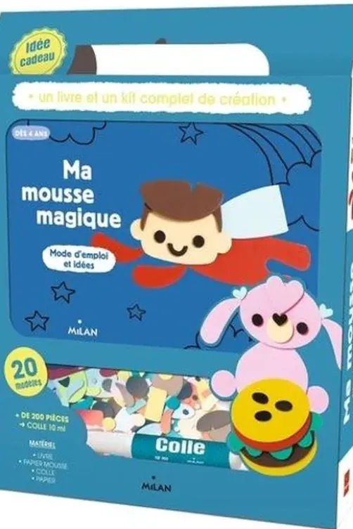 Ma mousse magique. Avec 1 livre, 243 formes prédécoupées en papier mousse, 1 tube de colle, 20 feuilles de papier, Klutz