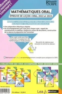 Mathématiques. Epreuve de leçon, Edition 2022, Daniel Motteau