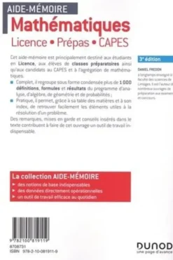 Mathématiques. Licence, prépas, Capes, 3e édition, Daniel Fredon