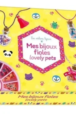 Mes bijoux fioles lovely pets. Coffret avec de petits animaux, une pince, des fioles, une chaîne microbilles, un ruban, un pompon et du fil coloré, Hachette