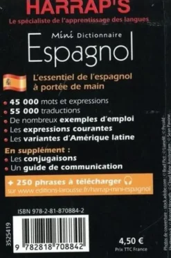 Mini dictionnaire Espagnol Harrap's. Edition bilingue français-espagnol