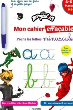 Miraculous J'écris les lettres minuscules MS-GS. Avec un feutre effaçable, Hachette