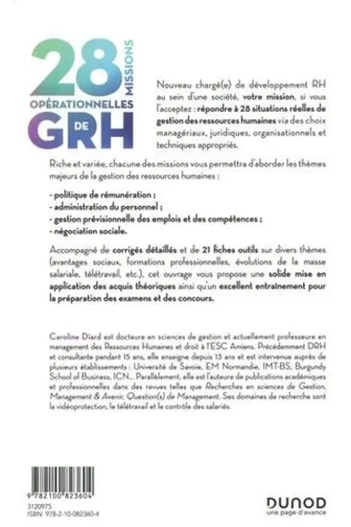 28 missions opérationnelles de GRH. Cas d'entreprise, corrigés, fiches pratiques, 2e édition, Caroline Diard